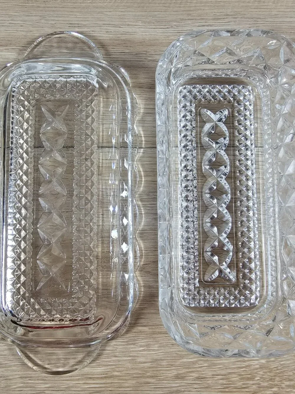 Anchor Hocking Wexford Butter Dish Clear Pressed Glass Diamond Pattern